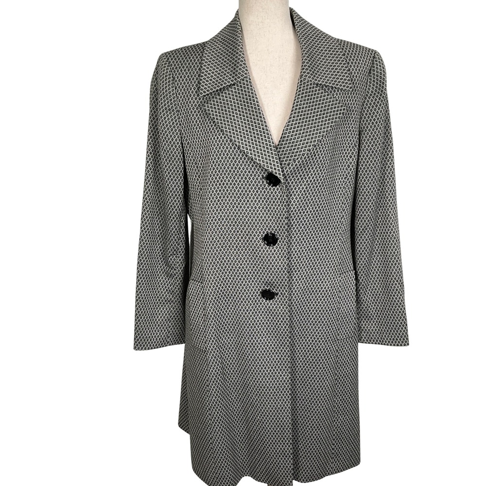 Evan Picone Skirt Suit Women 14 Black White Diamond Coat Skirt Career‎